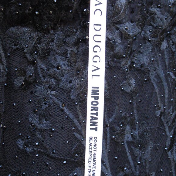 Mac Duggal 20430 Black Puff Sleeve A-Line Embroidered Gown Size 22 - Picture 10 of 13